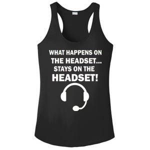 What Happens On The Headset Stays Gamer Ladies PosiCharge Competitor Racerback Tank