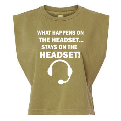 What Happens On The Headset Stays Gamer Garment-Dyed Women's Muscle Tee