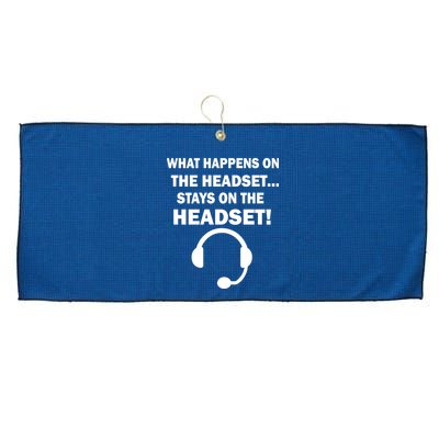 What Happens On The Headset Stays Gamer Large Microfiber Waffle Golf Towel