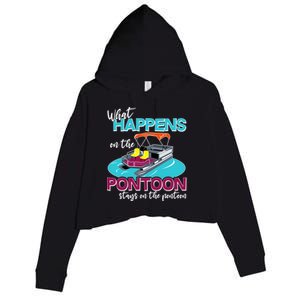 What Happens On The Pontoon Stays On The Pontoon Crop Fleece Hoodie