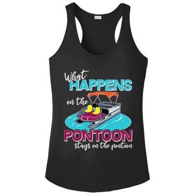 What Happens On The Pontoon Stays On The Pontoon Ladies PosiCharge Competitor Racerback Tank