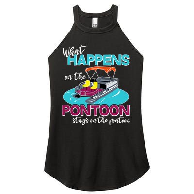 What Happens On The Pontoon Stays On The Pontoon Women's Perfect Tri Rocker Tank