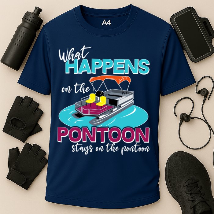 What Happens On The Pontoon Stays On The Pontoon Cooling Performance Crew T-Shirt