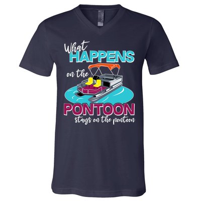 What Happens On The Pontoon Stays On The Pontoon V-Neck T-Shirt