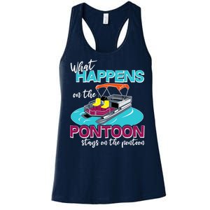 What Happens On The Pontoon Stays On The Pontoon Women's Racerback Tank