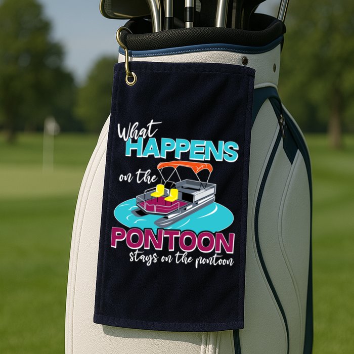 What Happens On The Pontoon Stays On The Pontoon Golf Towel