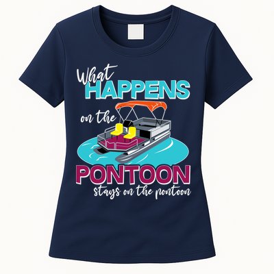 What Happens On The Pontoon Stays On The Pontoon Womens T-Shirt