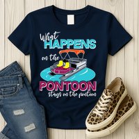 What Happens On The Pontoon Stays On The Pontoon Womens T-Shirt