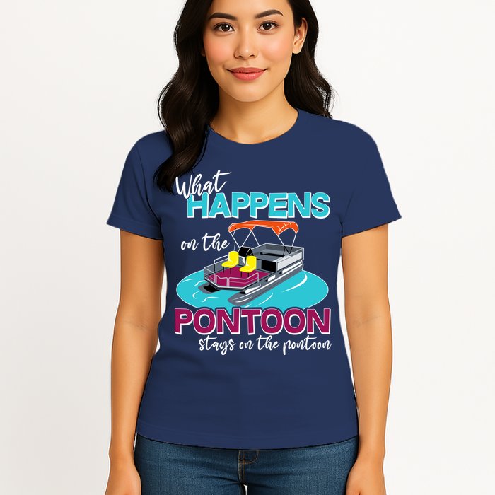 What Happens On The Pontoon Stays On The Pontoon Womens T-Shirt