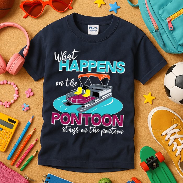 What Happens On The Pontoon Stays On The Pontoon Kids T-Shirt