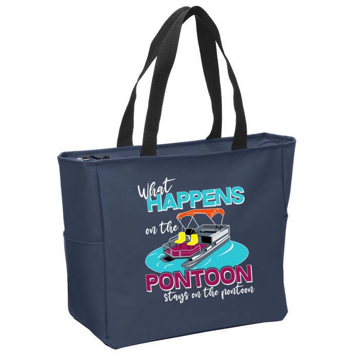 What Happens On The Pontoon Stays On The Pontoon Zip Tote Bag