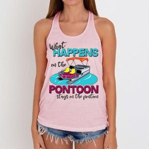 What Happens On The Pontoon Stays On The Pontoon Women's Knotted Racerback Tank