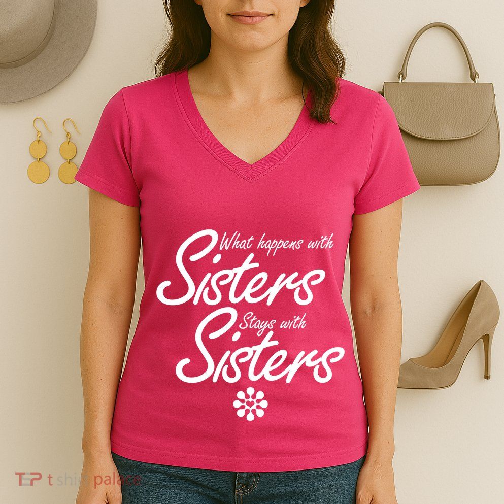 What Happens With Sisters Stays With Sisters Women's V-Neck T-Shirt