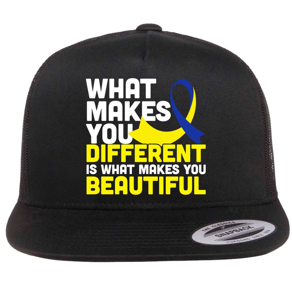 What Makes You Different Down Syndrome Awareness Flat Bill Trucker Hat