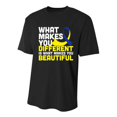 What Makes You Different Down Syndrome Awareness Youth Performance Sprint T-Shirt