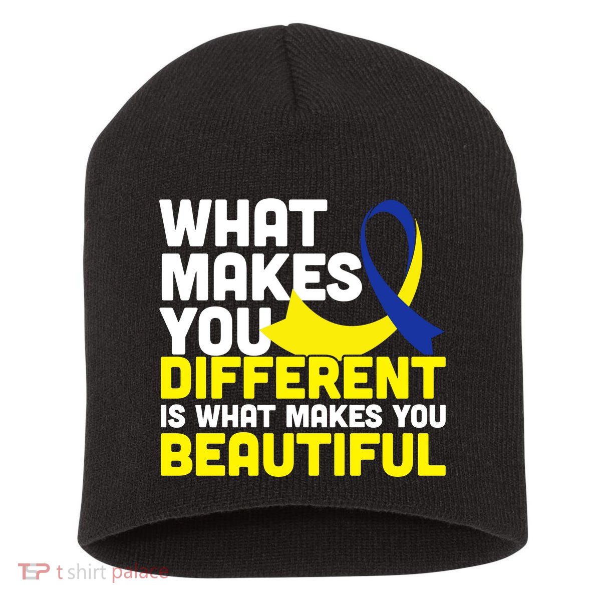 What Makes You Different Down Syndrome Awareness Short Acrylic Beanie