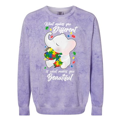 What Makes You Different Is What Makes You Beautiful Autism Colorblast Crewneck Sweatshirt