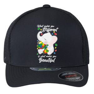 What Makes You Different Is What Makes You Beautiful Autism Flexfit Unipanel Trucker Cap