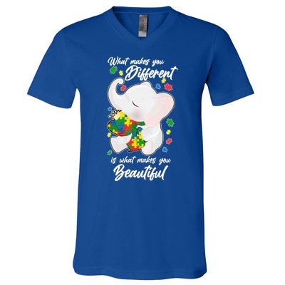 What Makes You Different Is What Makes You Beautiful Autism V-Neck T-Shirt