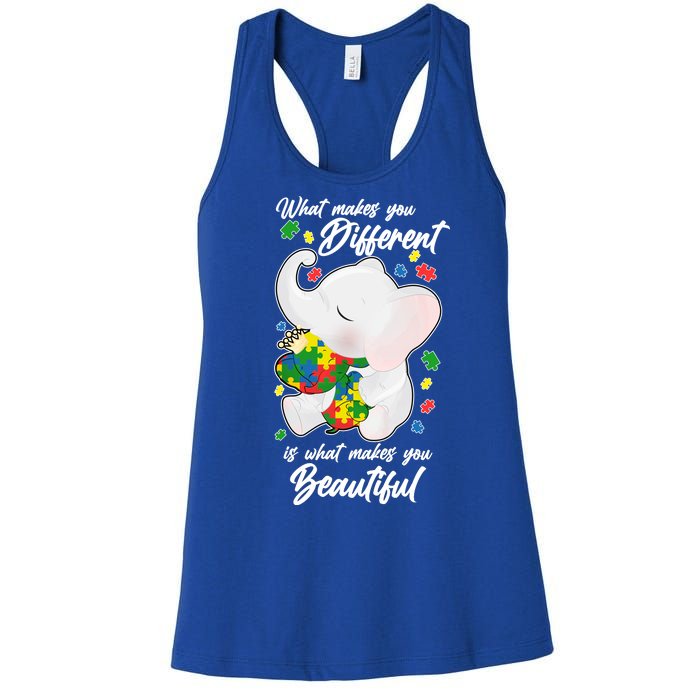 What Makes You Different Is What Makes You Beautiful Autism Women's Racerback Tank