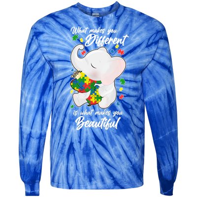 What Makes You Different Is What Makes You Beautiful Autism Tie-Dye Long Sleeve Shirt