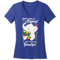 What Makes You Different Is What Makes You Beautiful Autism Women's V-Neck T-Shirt