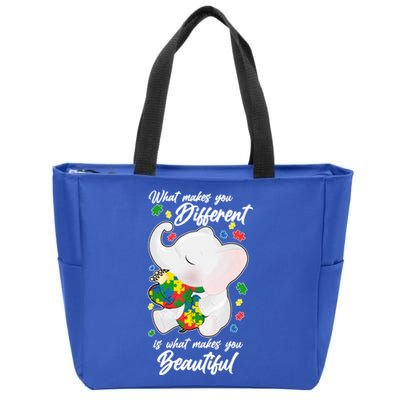 What Makes You Different Is What Makes You Beautiful Autism Zip Tote Bag