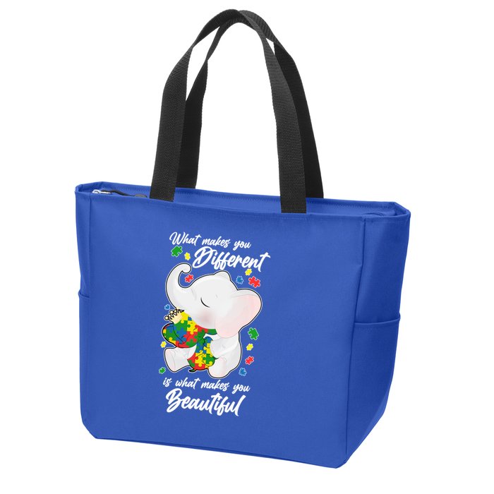 What Makes You Different Is What Makes You Beautiful Autism Zip Tote Bag