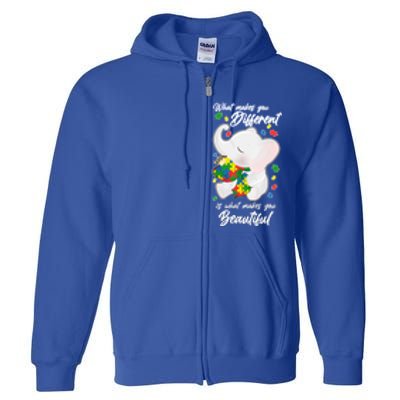 What Makes You Different Is What Makes You Beautiful Autism Full Zip Hoodie