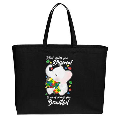 What Makes You Different Is What Makes You Beautiful Autism Cotton Canvas Jumbo Tote