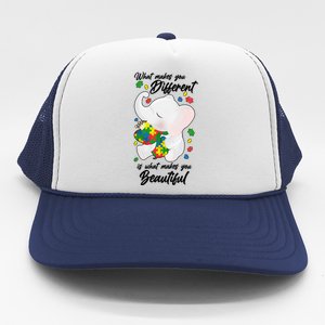 What Makes You Different Is What Makes You Beautiful Autism Trucker Hat