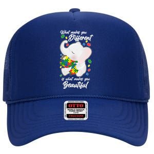 What Makes You Different Is What Makes You Beautiful Autism High Crown Mesh Back Trucker Hat