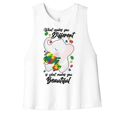 What Makes You Different Is What Makes You Beautiful Autism Women's Racerback Cropped Tank