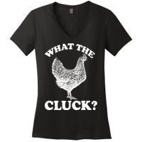 What the Cluck? Funny Chicken Women's V-Neck T-Shirt