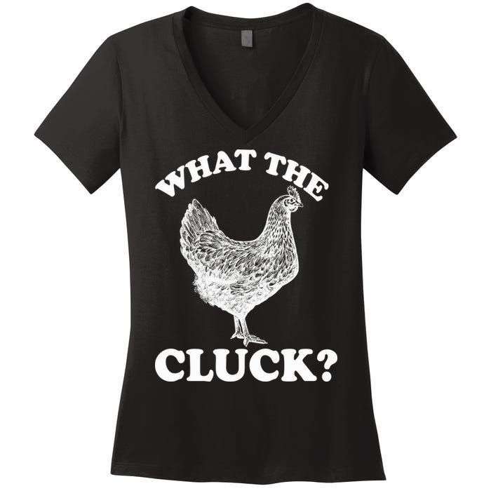 What the Cluck? Funny Chicken Women's V-Neck T-Shirt