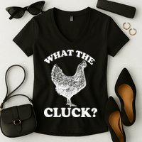 What the Cluck? Funny Chicken Women's V-Neck T-Shirt