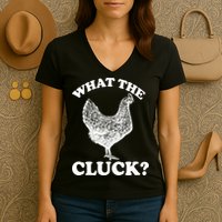 What the Cluck? Funny Chicken Women's V-Neck T-Shirt