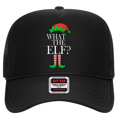 What The Elf Funny Family Matching Christmas High Crown Mesh Back Trucker Hat