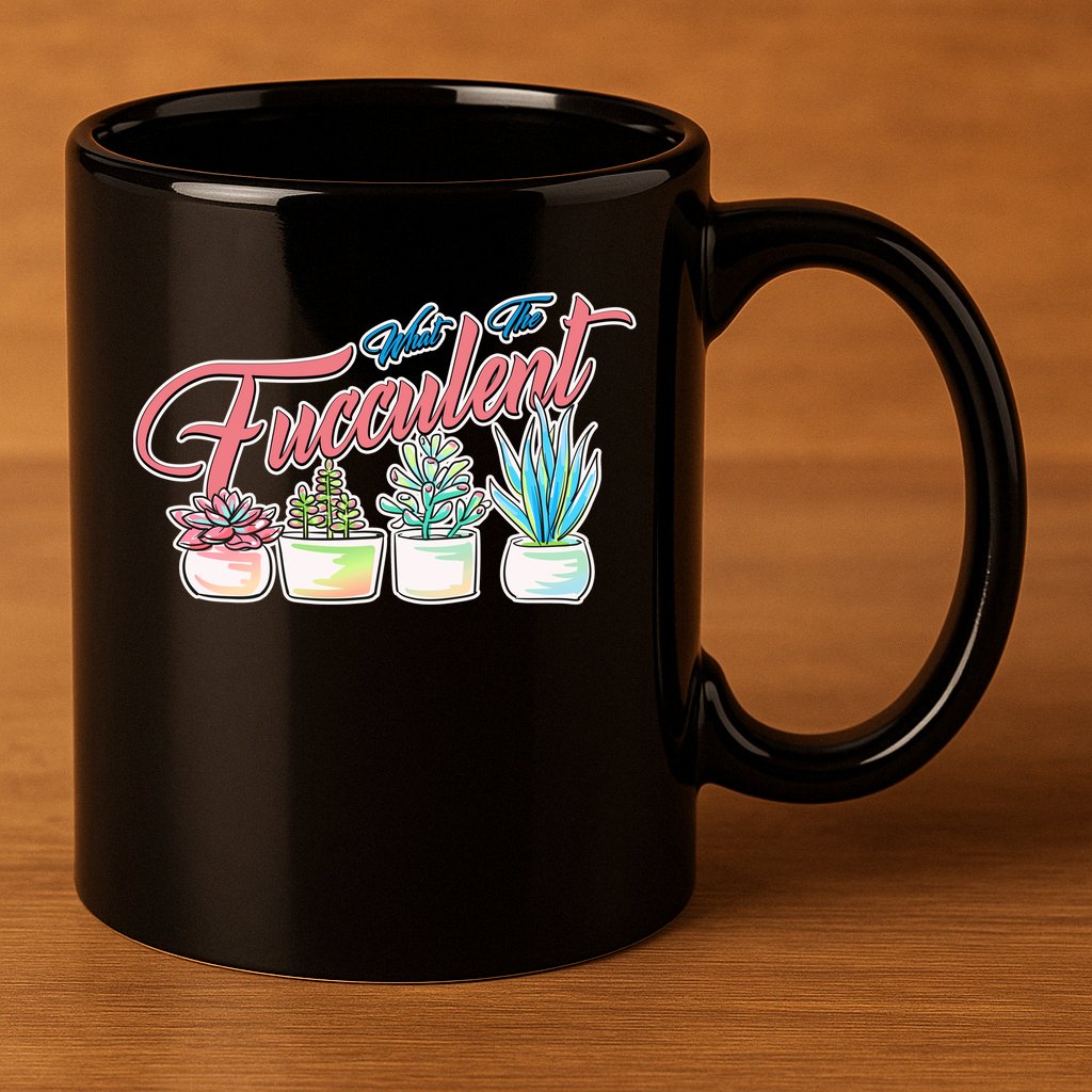What the Fucculent Succulent Fanatic Plant Collector 11oz C Handle Ceramic Mug