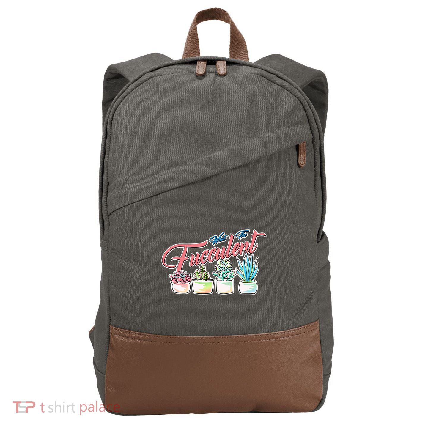 What the Fucculent Succulent Fanatic Plant Collector Cotton Canvas Backpack