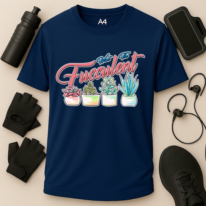 What the Fucculent Succulent Fanatic Plant Collector Cooling Performance Crew T-Shirt