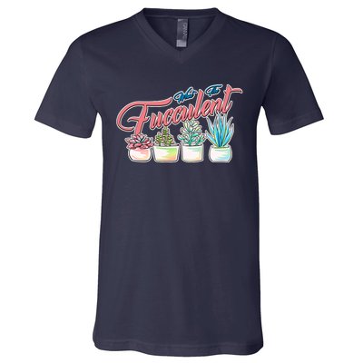 What the Fucculent Succulent Fanatic Plant Collector V-Neck T-Shirt