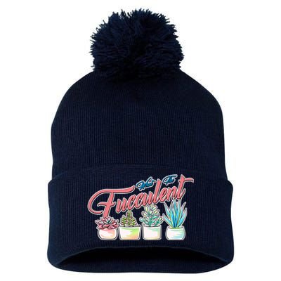 What the Fucculent Succulent Fanatic Plant Collector Pom Pom 12in Knit Beanie