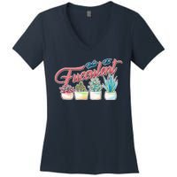 What the Fucculent Succulent Fanatic Plant Collector Women's V-Neck T-Shirt