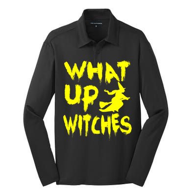 What Up Witches Silk Touch Performance Long Sleeve Polo