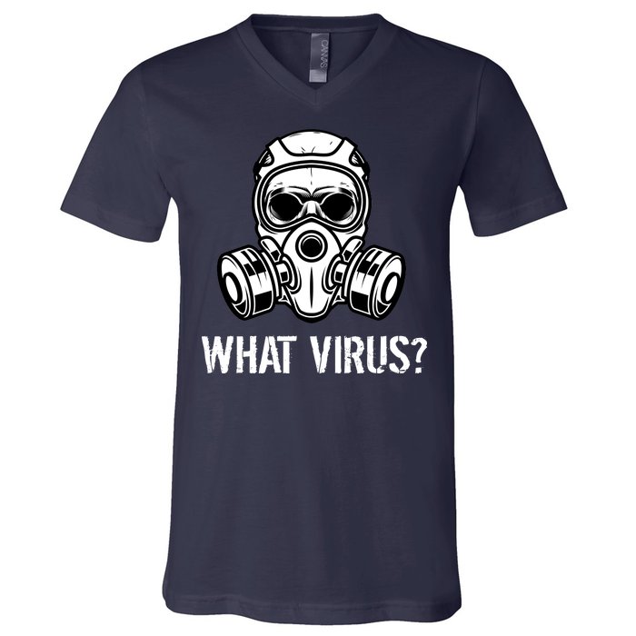 What Virus Funny Gas Mask V-Neck T-Shirt