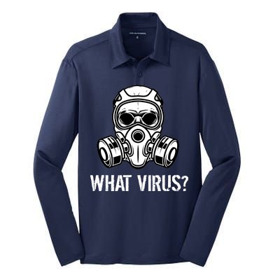 What Virus Funny Gas Mask Silk Touch Performance Long Sleeve Polo