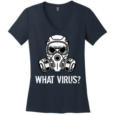 What Virus Funny Gas Mask Women's V-Neck T-Shirt