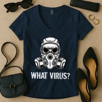 What Virus Funny Gas Mask Women's V-Neck T-Shirt