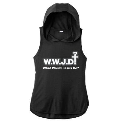 What Would Jesus Do WWJD? Ladies PosiCharge Tri-Blend Wicking Draft Hoodie Tank